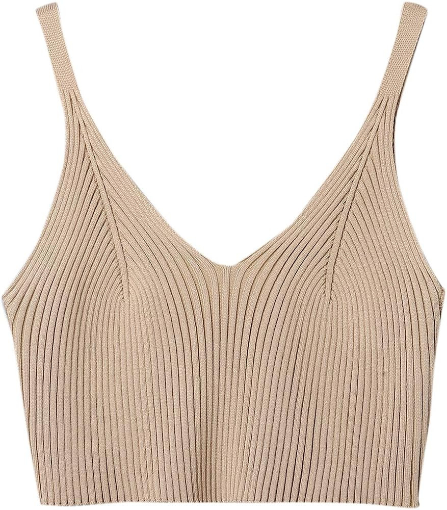 SweatyRocks Women's V Neck Spaghetti Strap Cami Tank Top | Amazon (US)
