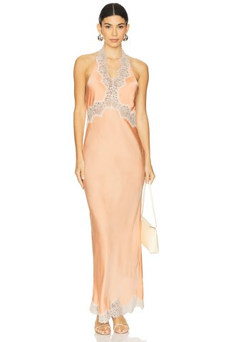 L'Academie by Marianna Lay Midi Dress in Peach from Revolve.com | Revolve Clothing (Global)