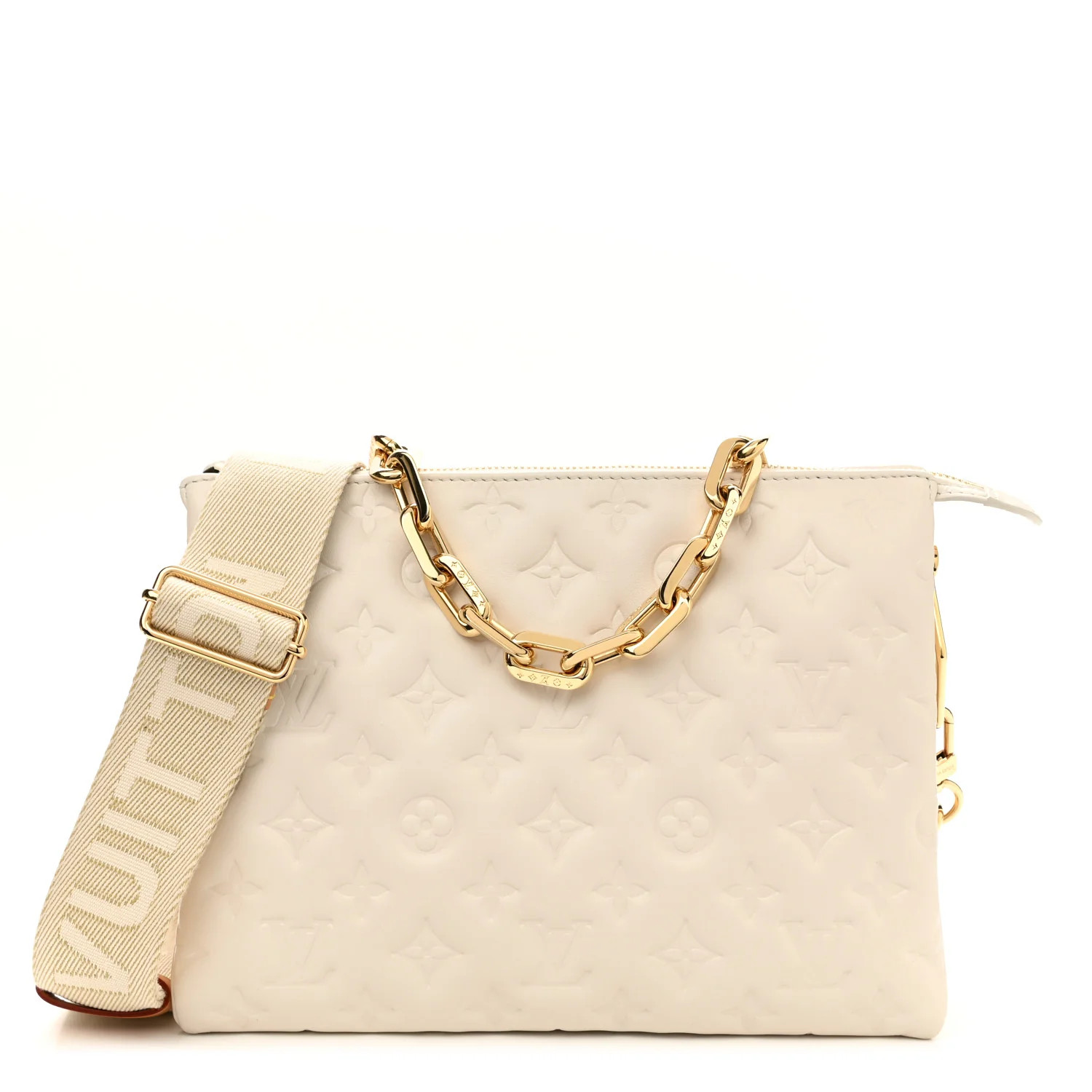 Lambskin Embossed Monogram Coussin PM Cream | FASHIONPHILE (US)