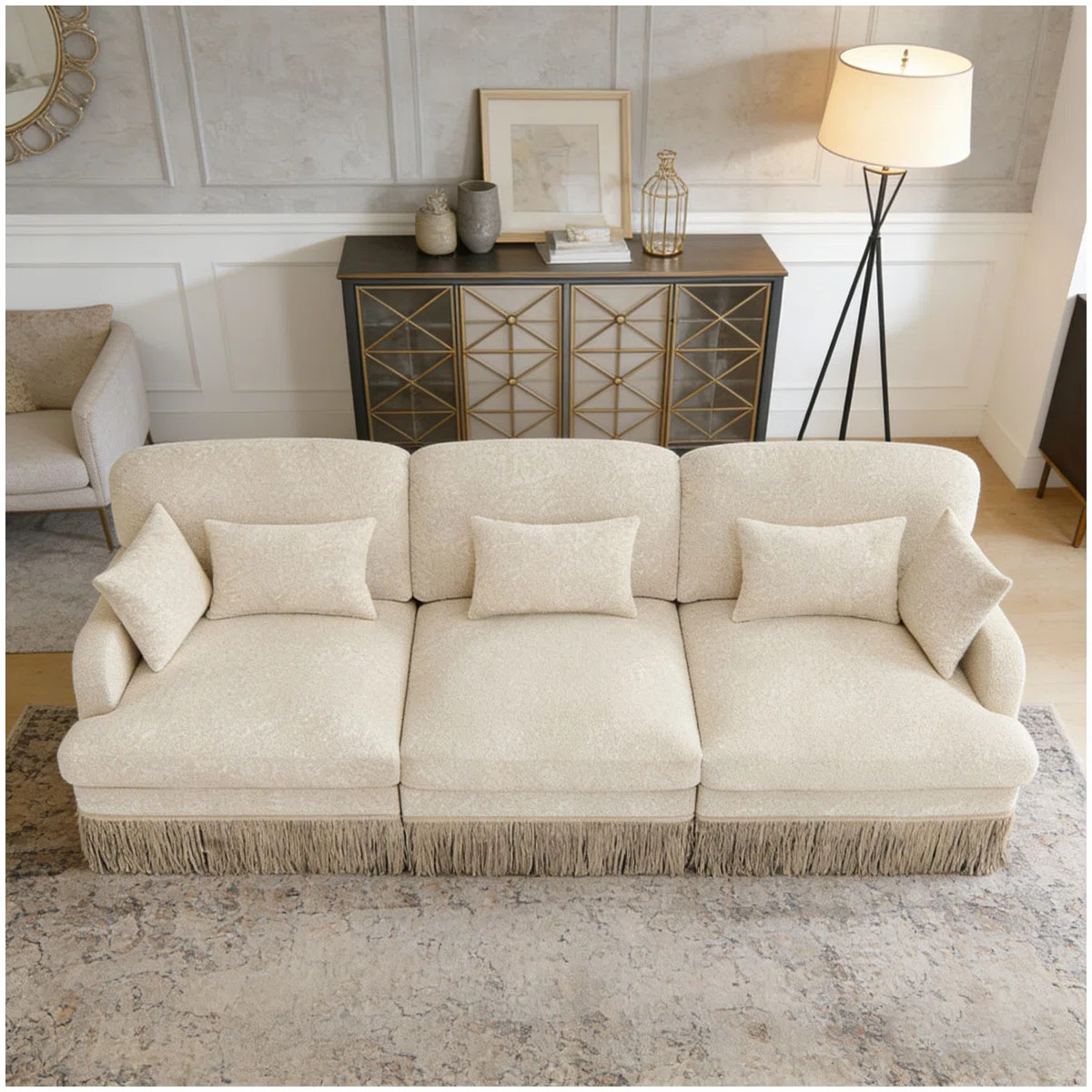 Comfy Chenille Leopard Printing Sofa,Delicate Tassel Edge,Movable Ottomans,Modern Fashion Style | Wayfair North America