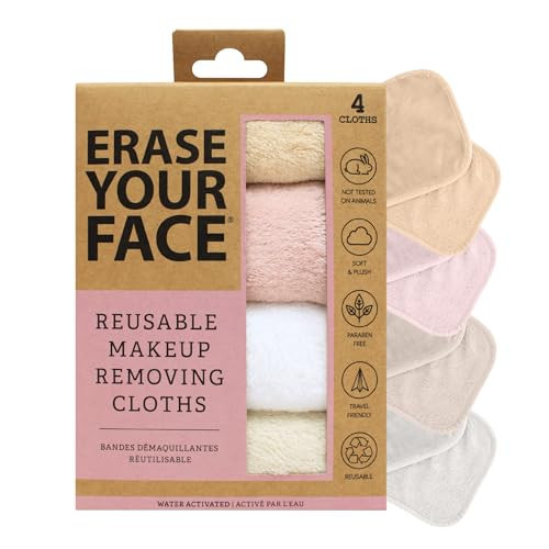 ERASE YOUR FACE Makeup Remover Cloths - Reusable Microfiber Face Towels to Cleanse & Remove Makeup - Water Activated, Dual-Sided Design for Easy Use, Great Bachelorette & Bridesmaid Gift (4 Count) | Amazon (US)