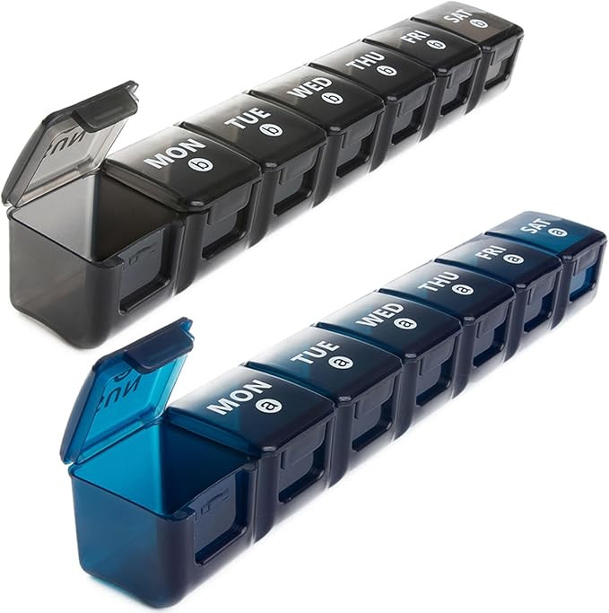 2-Pack Weekly Large Pill Organizer for Travel, 7 Day Pill Boxes and Organizer, Big Compartments P... | Amazon (US)