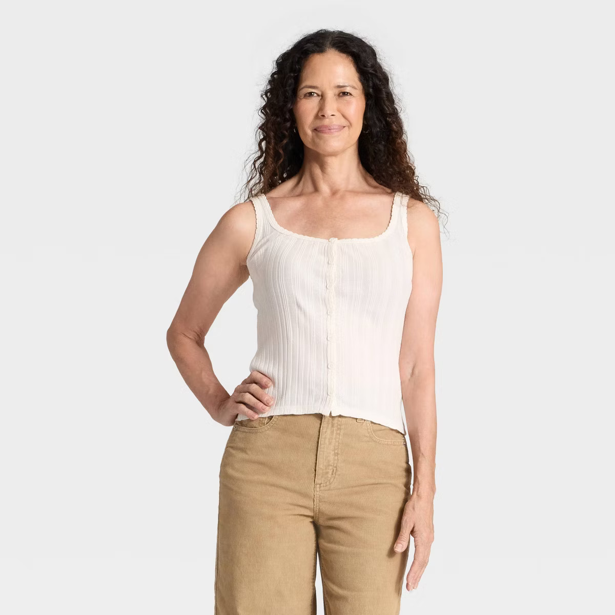 Women's Pointelle Button-Front Tank Top - Universal Thread™ | Target