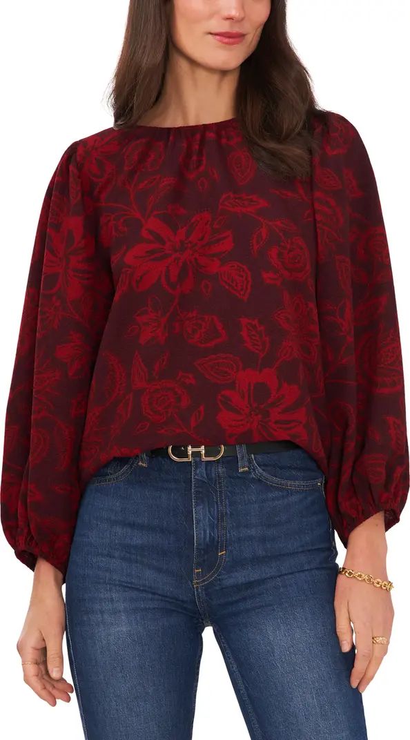 Vince Camuto Floral Print Puff Sleeve Blouse | Nordstrom | Nordstrom