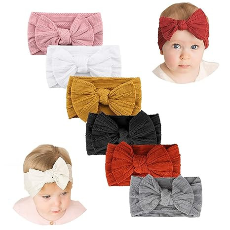 Makone Handmade Baby Headbands with Bows Stretchy Nylon Headbands for Infant Baby Girls Christmas... | Amazon (US)