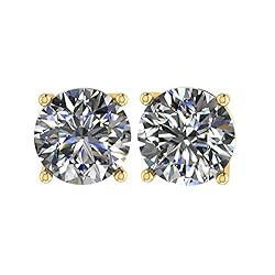 14K Solid Gold Post & Sterling Silver 4 Prong Pure Brilliance Zirconia CZ Stud Earrings 1.00ctw -... | Amazon (US)
