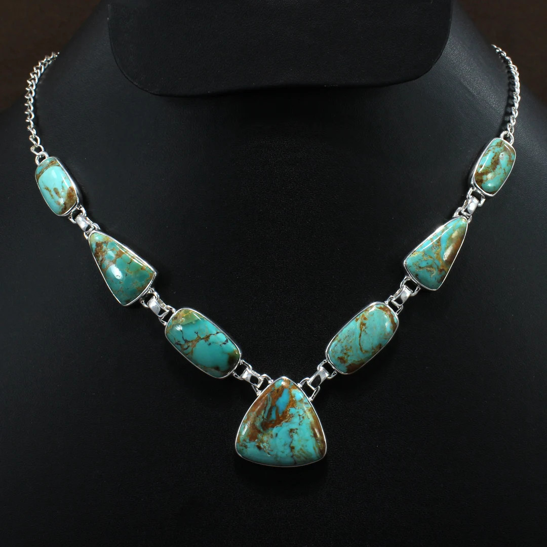 Best Turquoise Necklaces-Blue Boulder Turquoise Necklace-Layered Necklace-Charms Necklaces-Choker... | Etsy (US)
