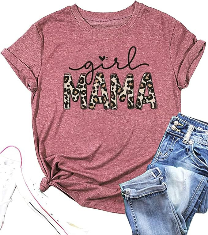 Mama Shirts Women Mother's Day T-Shirt Mom Shirts Funny Letter Print Tee Shirts Tops Blouse | Amazon (US)