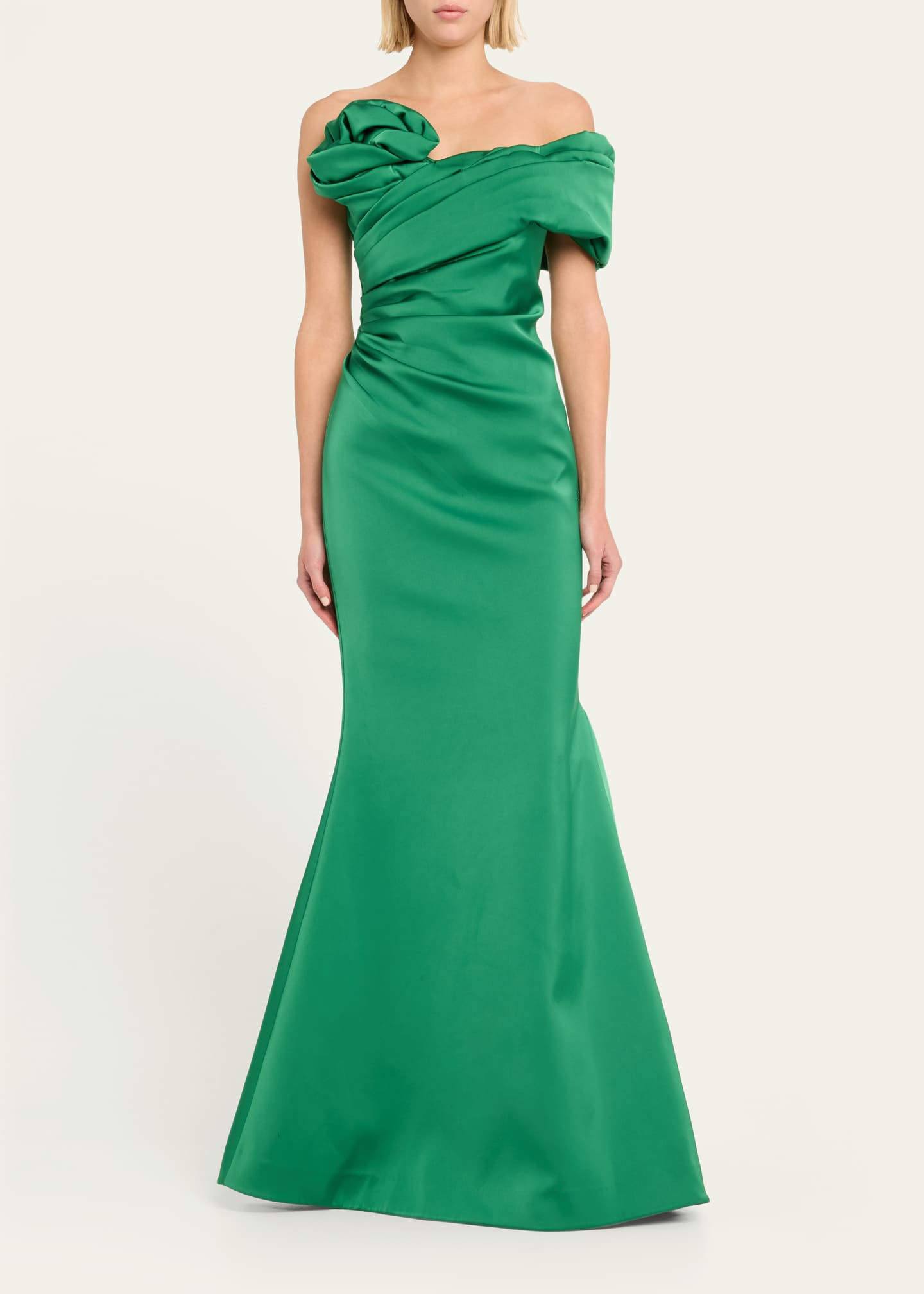 Rachel Gilbert Edan Off-Shoulder Ruched Trumpet Gown | Bergdorf Goodman