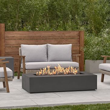 Concrete Low Rectangle Fire Pit Table | West Elm (US)