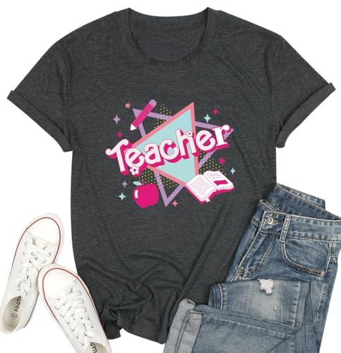 AMWIPE Women Teacher Shirts Funny 80s 90s Teacher Life Tshirt Back to School Tee Vintage Teacher Gift Tops | Amazon (US)