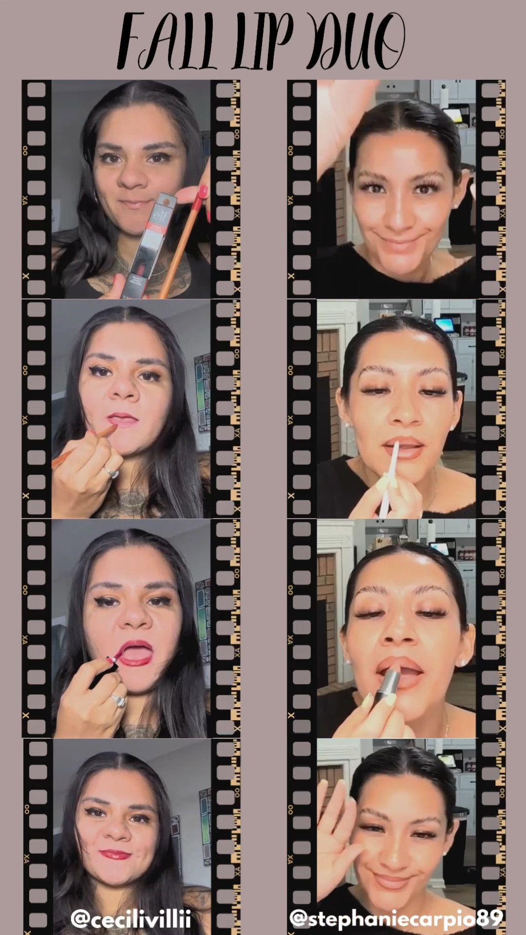 FALL LIP DUO💋
Featuring 📽️🎞️ 

@Stephaniecarpio89 
-MAC Honey Lipstick 
-Farmasi Lipliner

@cecilivillii
-e.l.f. Spicy Sienna LipStain
-FaceSecret Rouge Cerise Lipliner  

#LTKFallSale #LTKBeauty #LTKSeasonal