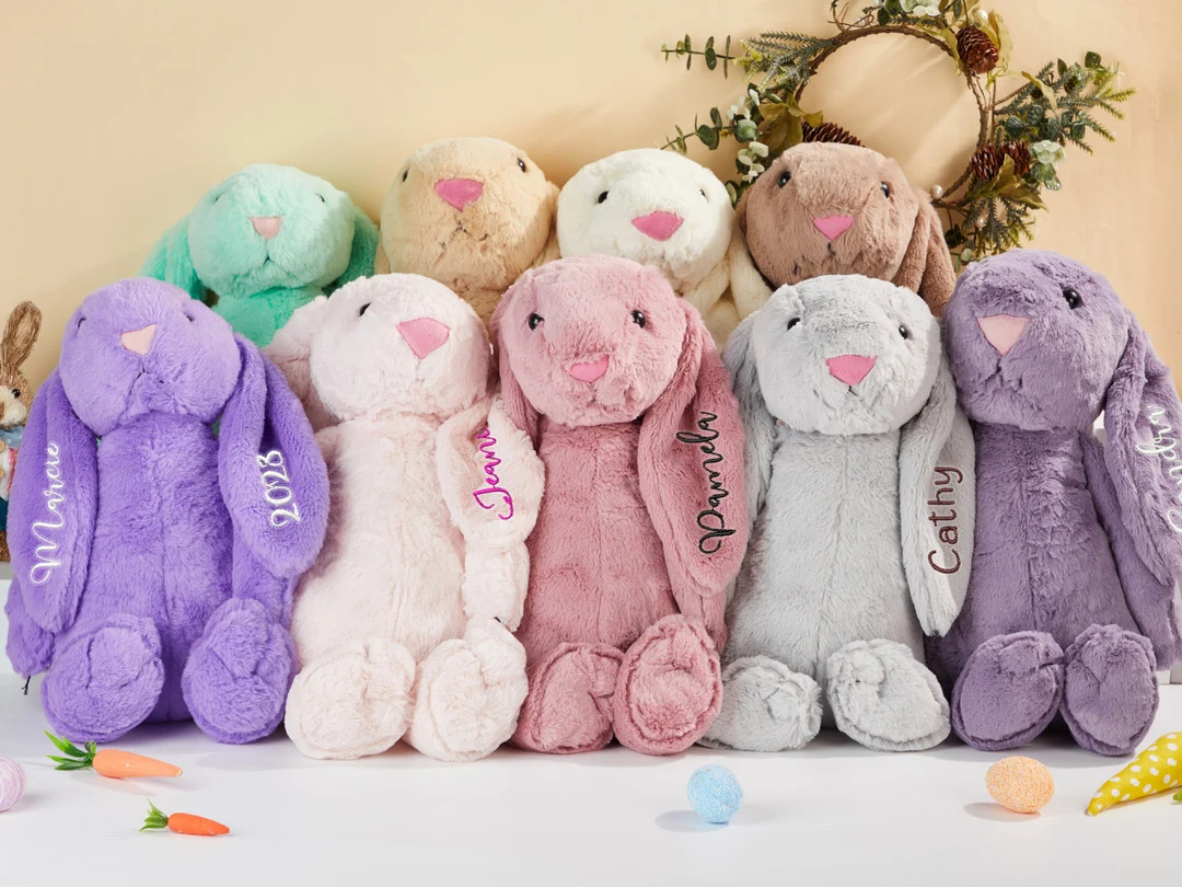 Personalized Embroidered Bunny Rabbit,Custom Bunny Plush Toy,Easter Stuffed Animal Bunny,Fluffy B... | Etsy (US)