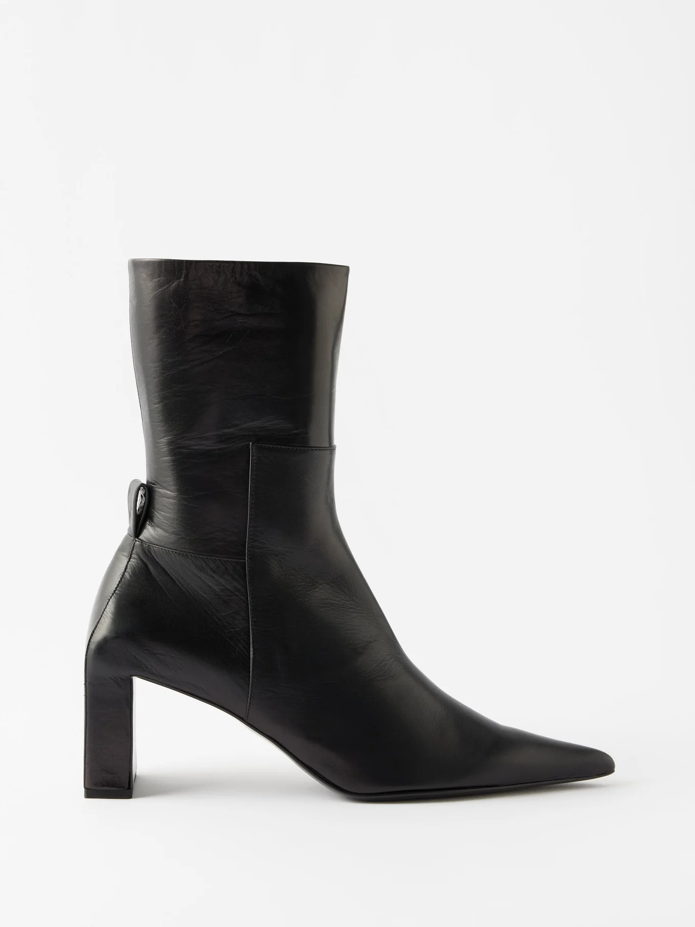 Block-heel leather ankle boots | Matches (UK)
