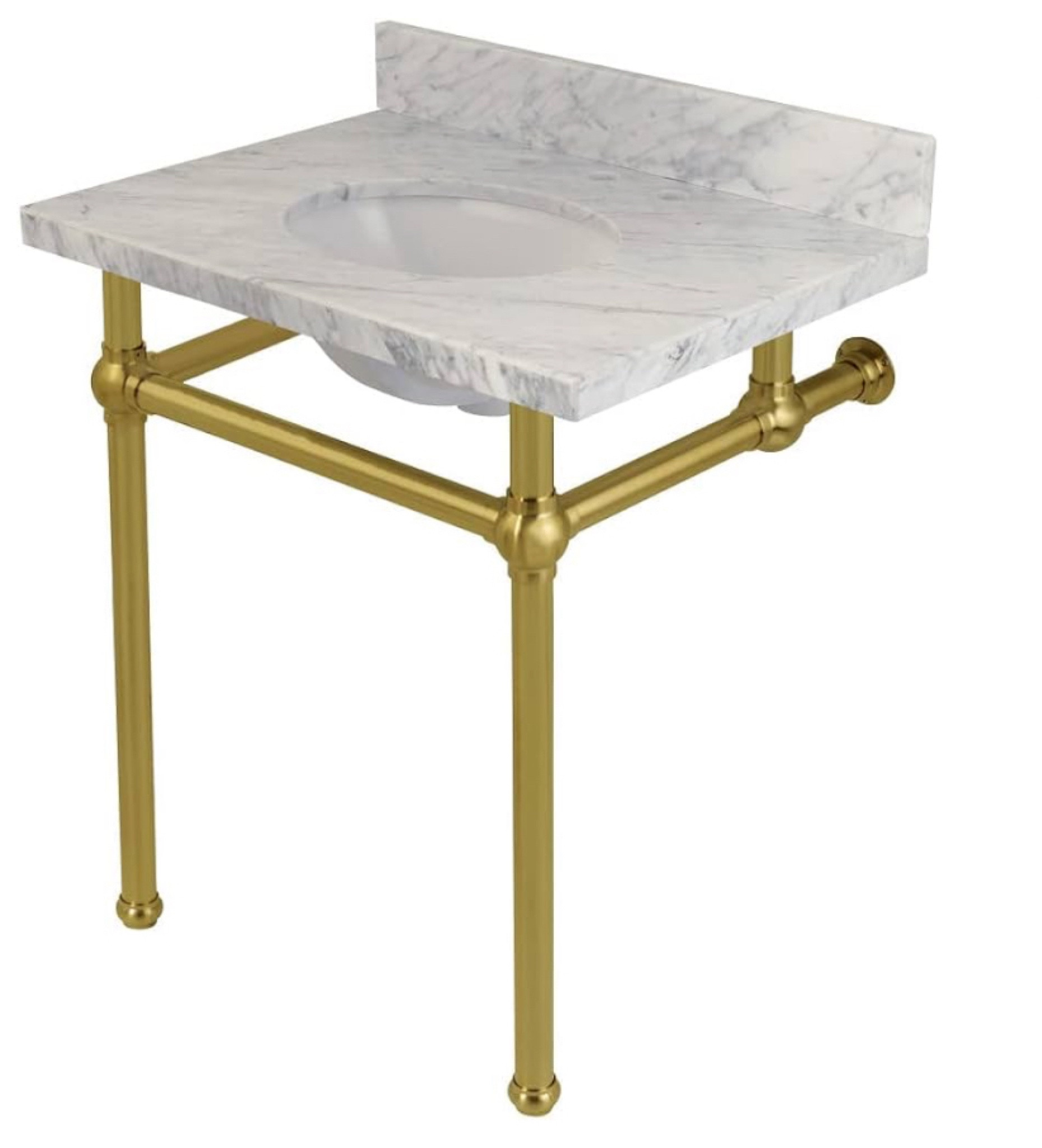 Cool bathroom vanity with brushed brass legs and Carrara white marble!

#LTKhome
