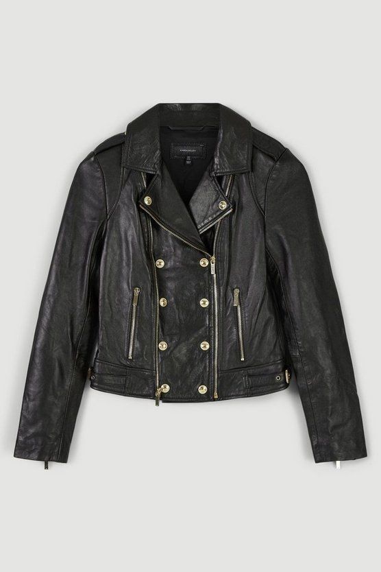 Military Leather Biker | Karen Millen US