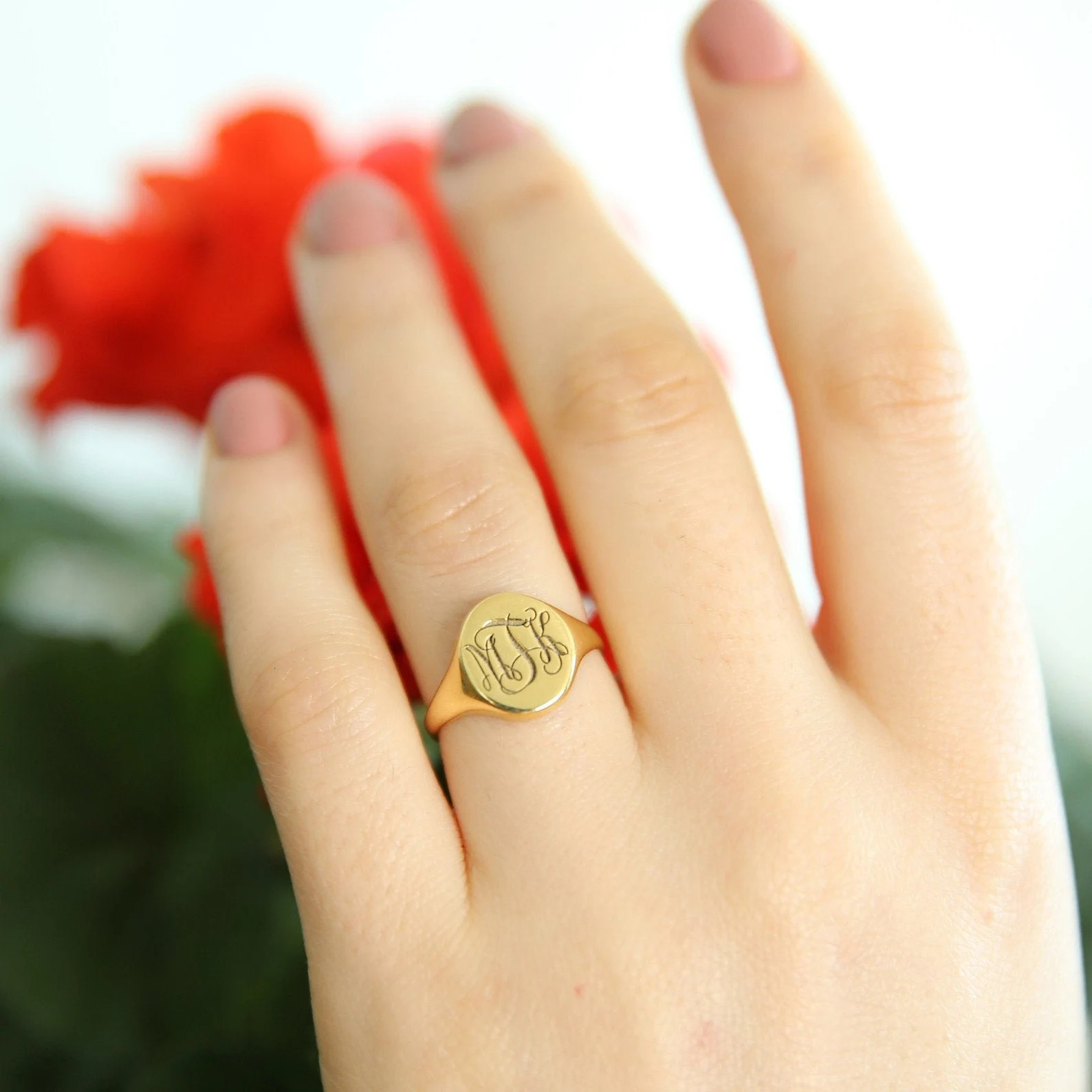 Sterling Silver Signet Ring,Personalized Jewelry,Bridesmaid Gift,Custom Initial Ring,Gift For Mom... | Etsy (US)