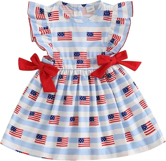 Toddler 4th of July Dresses American Flag Pattern Independence Clothes Baby Dress Little Girl Jul... | Amazon (US)