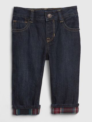 Baby Flannel-Lined Straight Jeans | Gap (US)