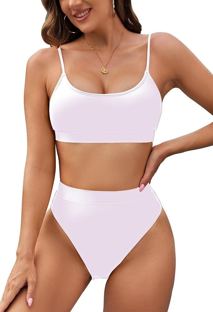 Pink Queen High Waisted Bikini Set for Women Two Piece Cheeky High Cut Swimsuit Bathing Suit Swim... | Amazon (US)