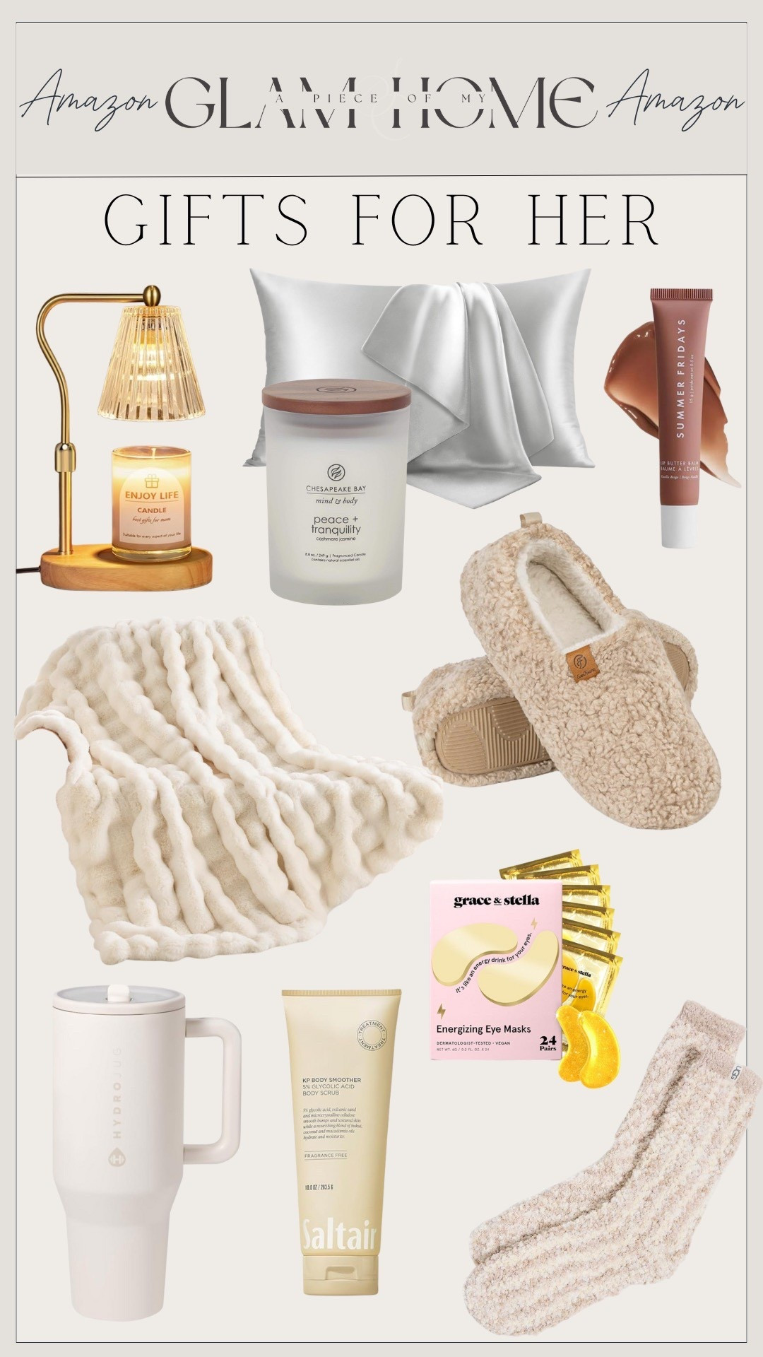 Amazon affordable gifts for her! 


Amazon beauty, cozy gift ideas, blanket, comfort, eye patches, candle, pillow case, lip gloss, lotion, tumbler, Ugg socks 

#LTKStyleTip #LTKGiftGuide #LTKFindsUnder100