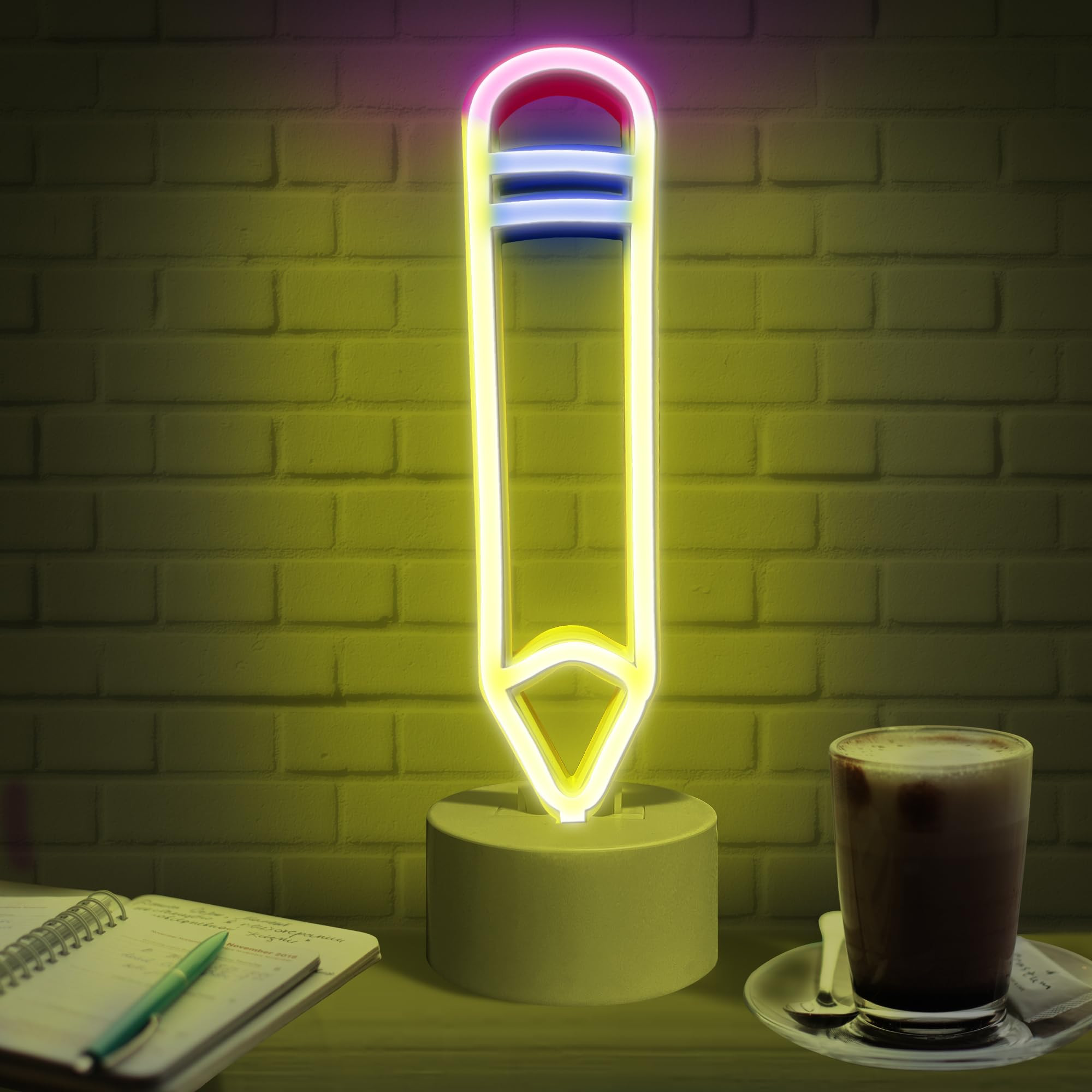 Lumoonosity Pencil LED Neon Signs - Desk/Table Classroom Lamp with Stand for Bedroom, Study Room,... | Amazon (US)