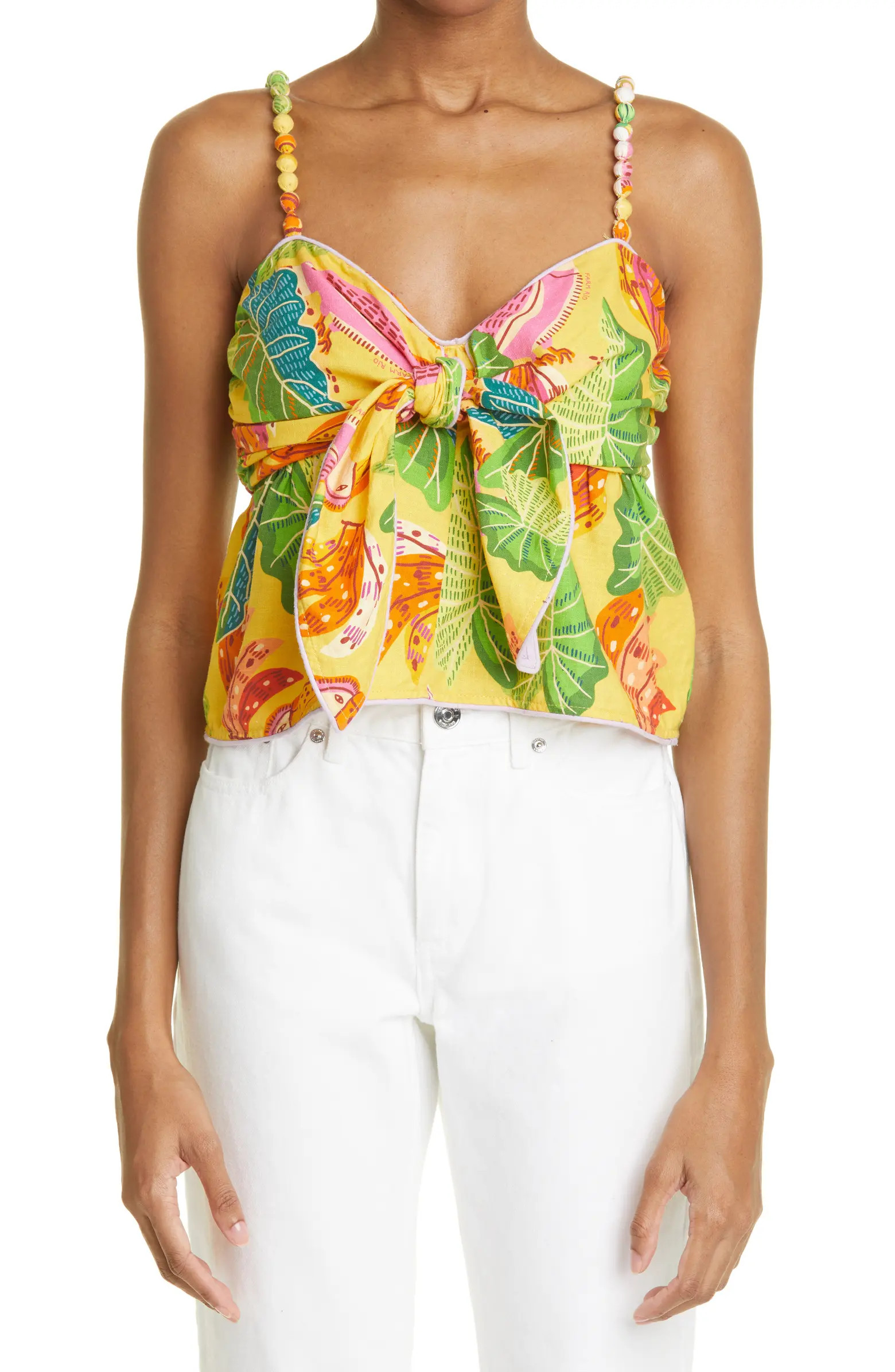 FARM Rio Beaks and Bananas Linen Blend Blouse | Nordstrom | Nordstrom