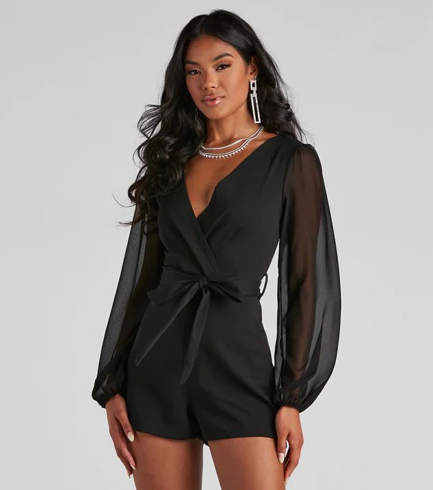 Perfectly Poised Plunging Chiffon Romper | Windsor Stores