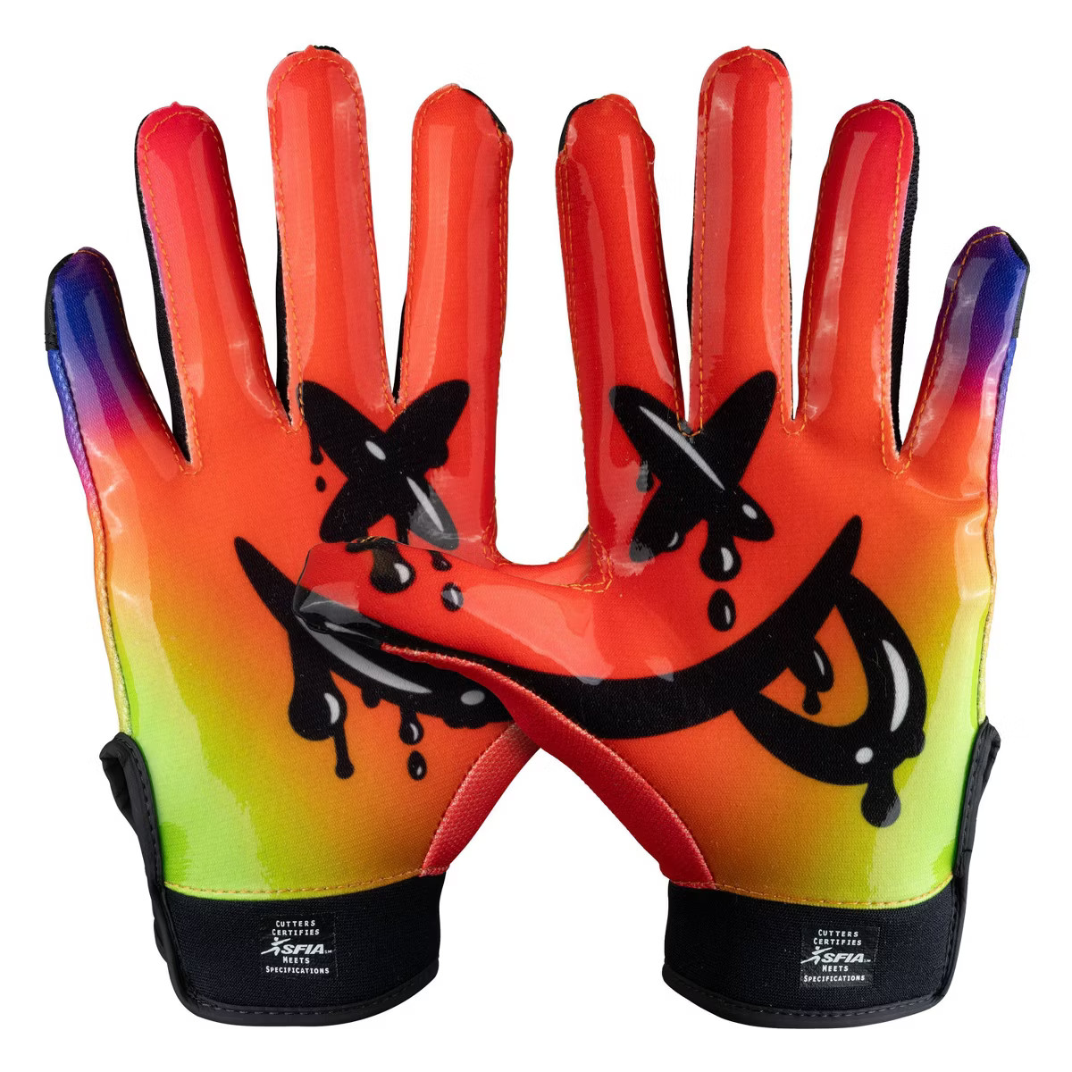 Cutters Game Day Receiver Gloves Youth - Drip Face | Target