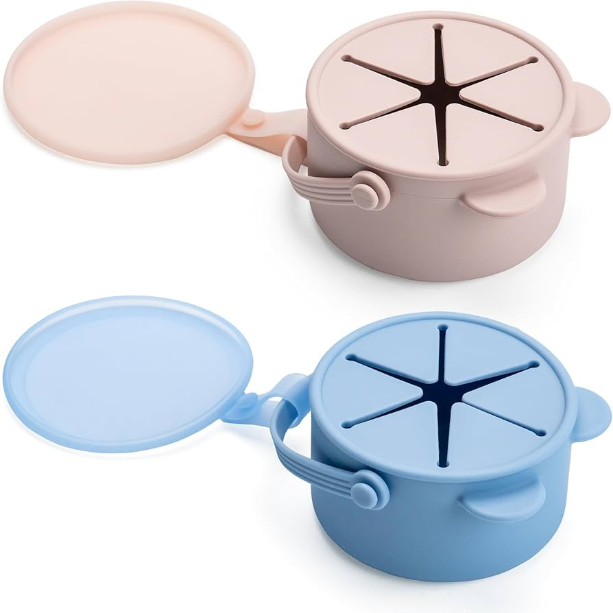 Silicone No Spill Snack Cups for Toddlers – Portable Baby Snack Cup Containers with Dustproof L... | Amazon (CA)