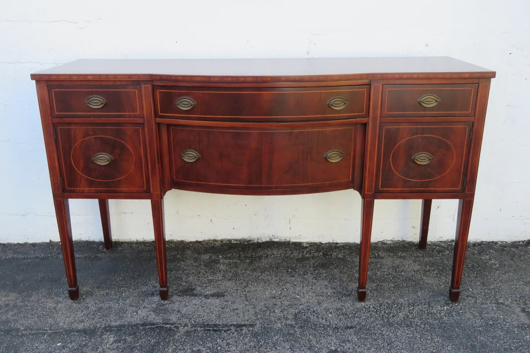 Flame Mahogany Inlay Long Server Sideboard Credenza Bathroom Vanity 5107 SHIPPING NOT INCLUDED Pl... | Etsy (US)