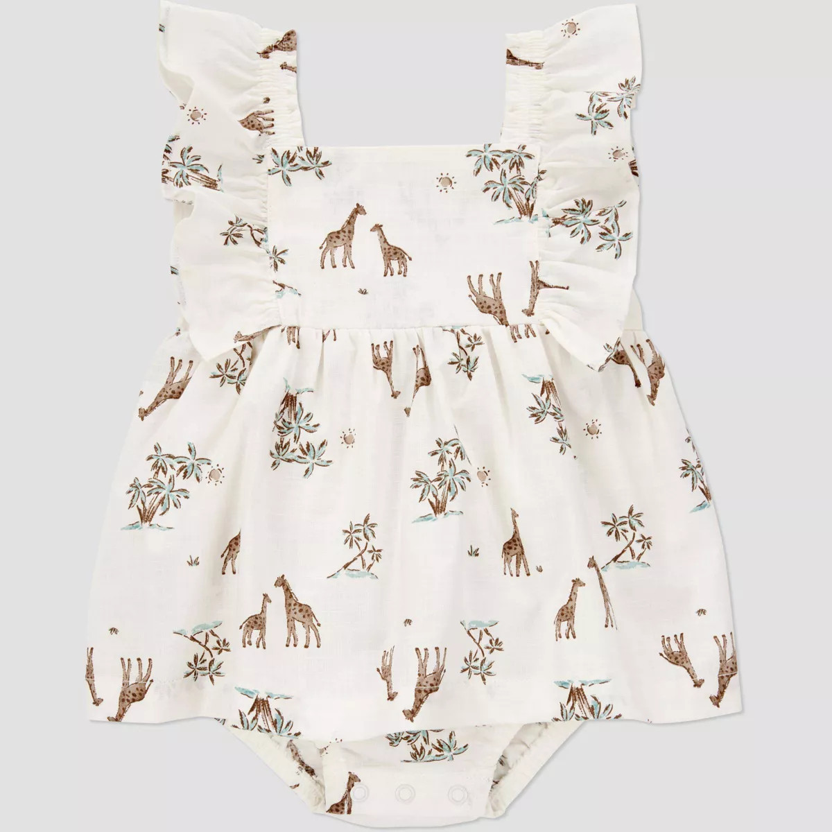 Carter's Just One You® Baby Girls' Safari Sunsuit - Cream 12M: Cotton Poplin Floral Romper, Ruff... | Target