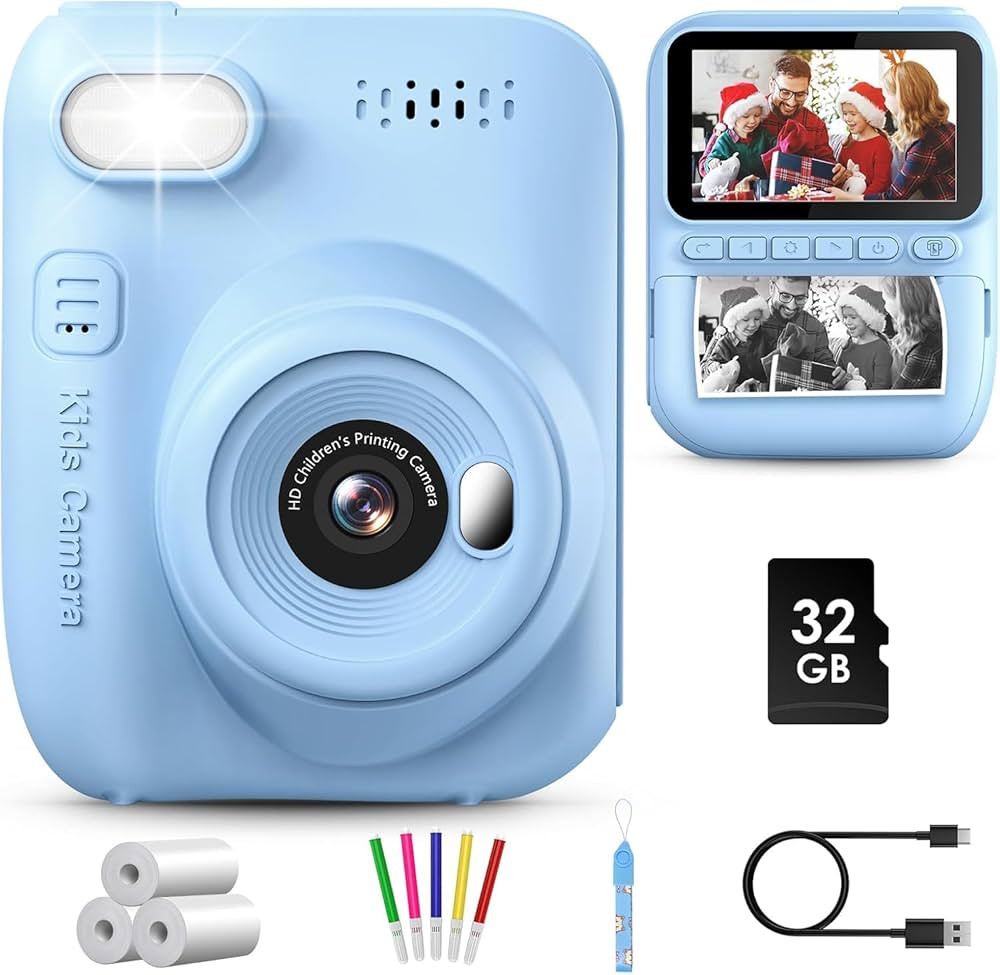 GREENKINDER Kids Camera Instant Print, 3.0'' Instant Camera for Kids with 32GB Card & 3 Rolls Pri... | Amazon (UK)
