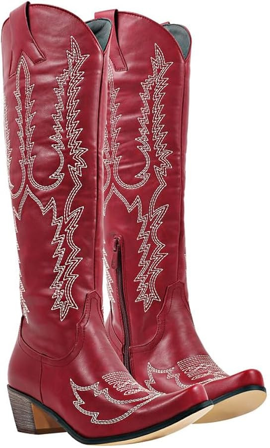 Yolkomo Cowboy Boots for Women Wide Calf High Distressed Western Cowgirl Boots | Amazon (US)