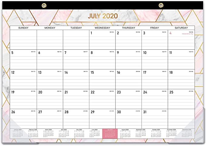 2020-2021 Desk Calendar - 18 Months Desk/Wall Calendar 2020-2021 with Transparent Protector, Marb... | Amazon (US)
