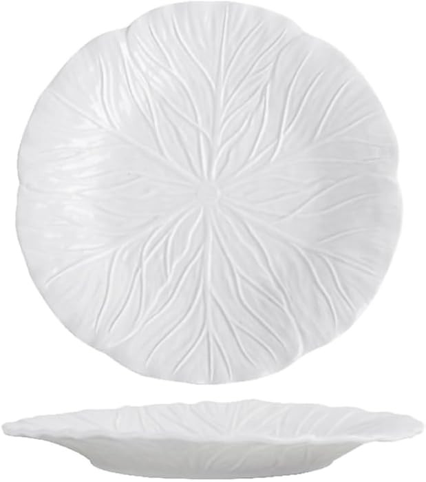WAIT FLY Ceramic White Cabbage Dinner Plates 2 PCS Serving Plates for Salad Dessert Appetizer-10.... | Amazon (US)