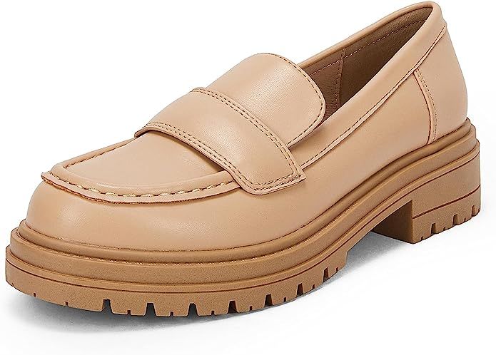 Womens Chunky Platform Loafers Round Toe Non Slip Lug Sole Faux Leather Casual Slip On Work Offic... | Amazon (US)