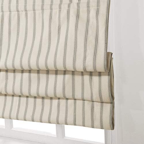 Artdix Roman Shades Blinds Window Shades - Grey-Green Stripe 20 W x 36L Inches Lined Blackout The... | Amazon (US)
