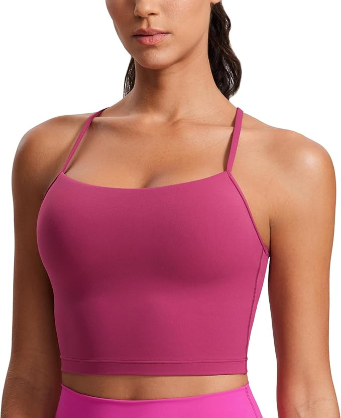 CRZ YOGA Womens Butterluxe Y Back Longline Sports Bras - Spaghetti Straps Racerback Padded Yoga W... | Amazon (US)