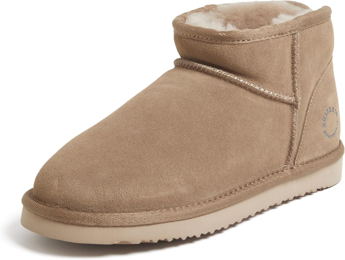 Fireside by Dearfoams Women's Riverland Shearling Fur Lined Mini Ankle Boot with Platform Slipper | Amazon (US)