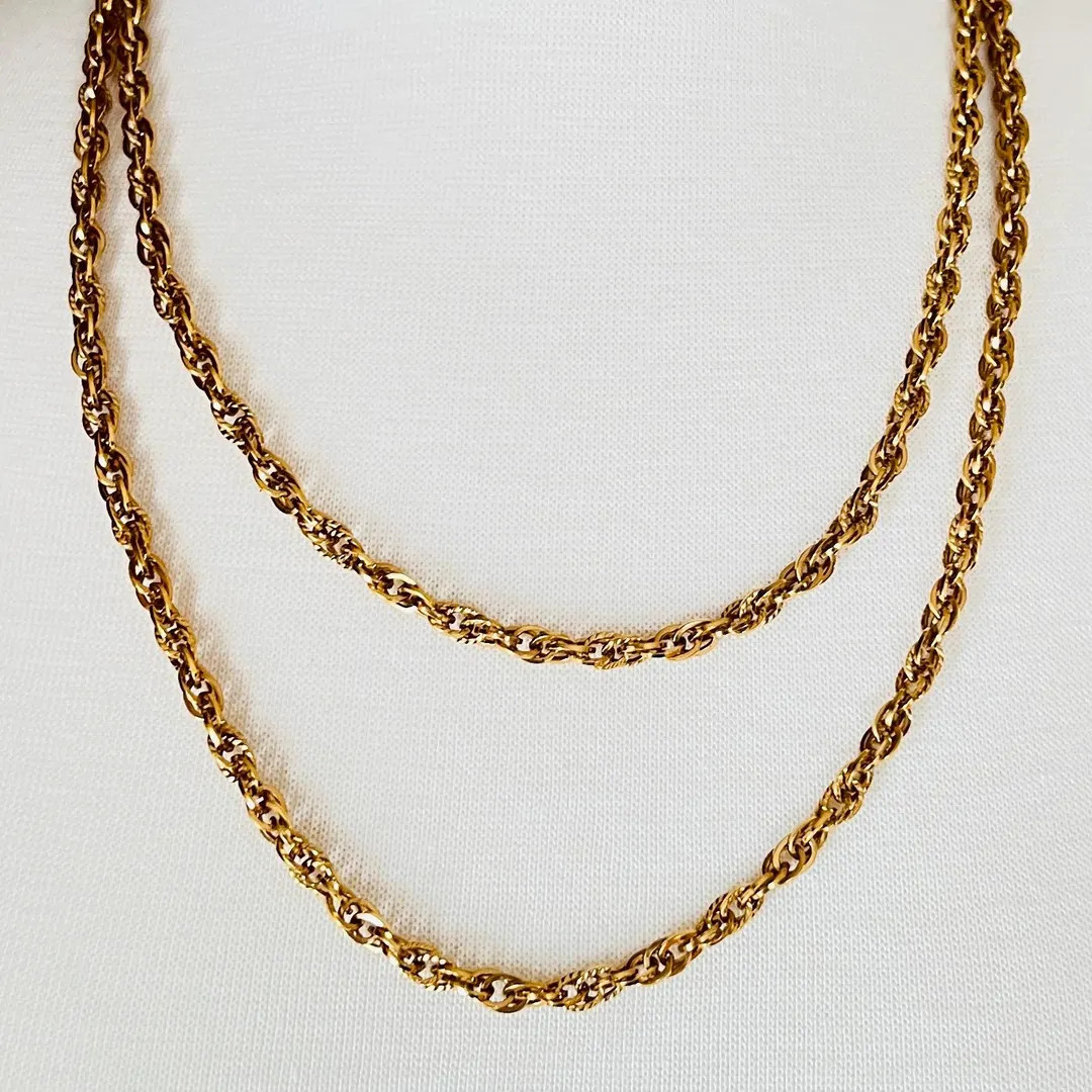 Lady Remington Double Link Gold Chain Necklace – 1980s 48" Long Vintage Layering Chain - Etsy | Etsy (US)