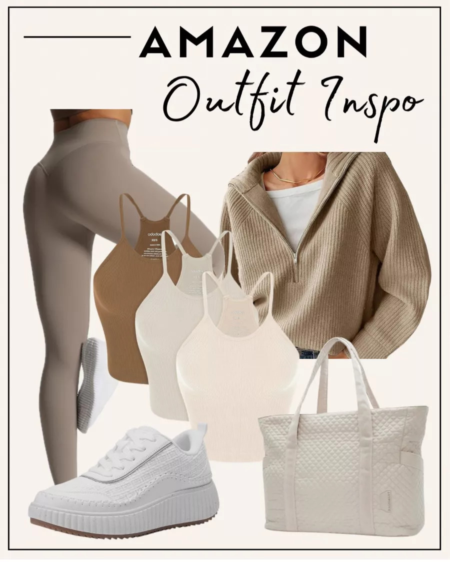 Amazon Outfit Inspo Amazon, outfit inspo, found it on Amazon, athleisurewear, v neck zip up, leggings, sports bras, tote bag, tennis shoes #LTKMostLoved #LTKstyletip #LTKfitness

 

 #LTKdayinmylife #LTKgrwm #LTKootd