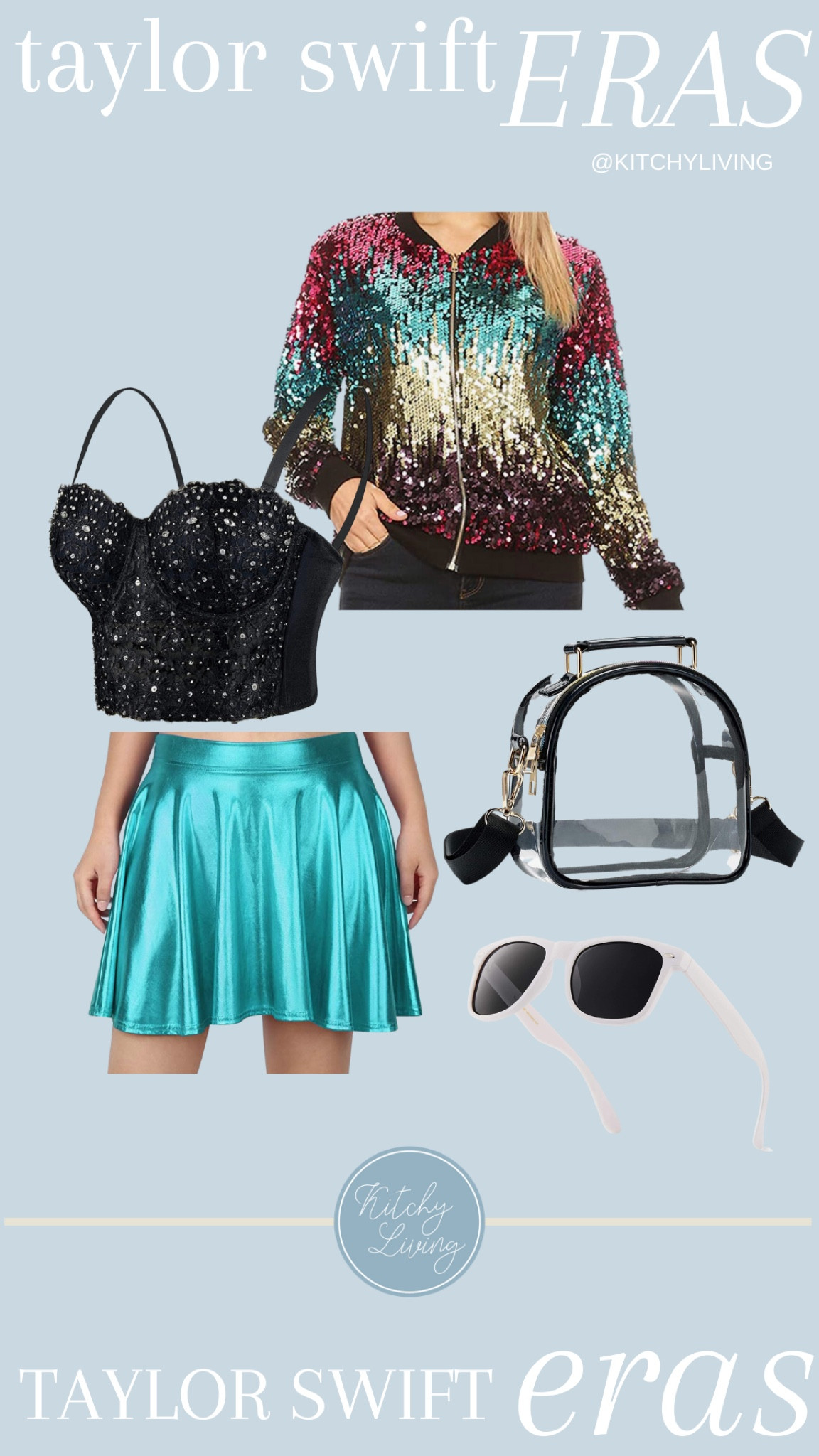 Taylor Swift Eras Tour Outfit Inspired by 1989 🖤🤍🖤 #taylorswift #taylorswifteras #erastour #erastouroutfit #clearbag #stadiumtour 

#LTKunder100 #LTKunder50
