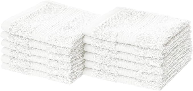 Amazon Basics Fade-Resistant Cotton Washcloth - 12-Pack, White | Amazon (US)