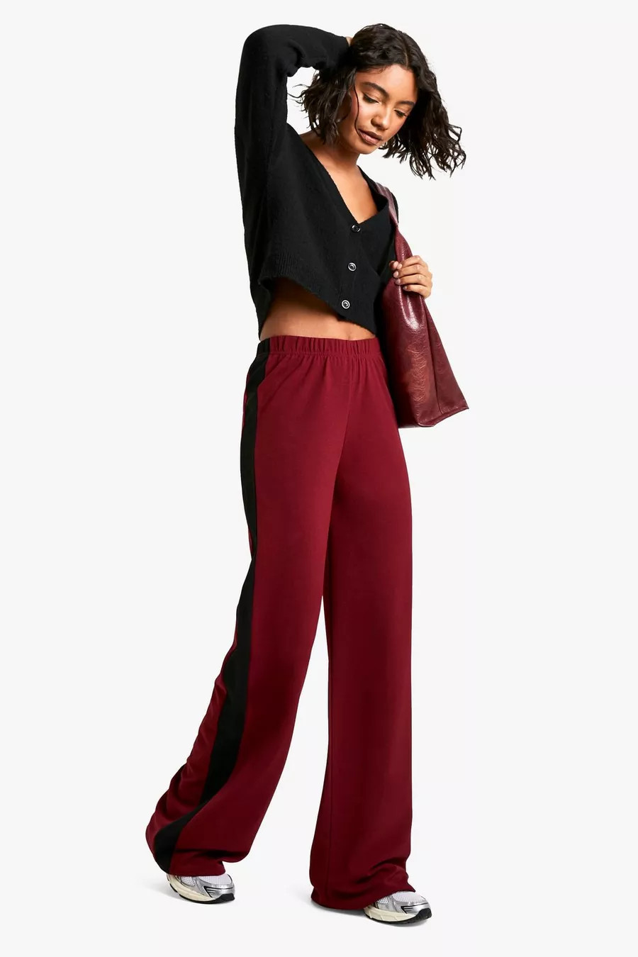 Tall Contrast Stripe Wide Leg Trouser | Boohoo.com (NL)