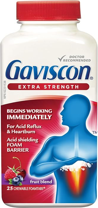 Gaviscon Extra Strength Tablets - 25 Count - Chewable Foaming Antacid Tablets for Day and Night H... | Amazon (CA)