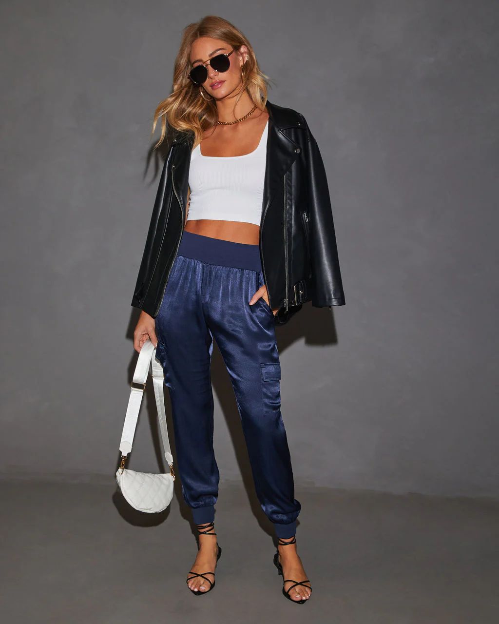 Luxe Look Satin Pocketed Joggers | VICI Collection