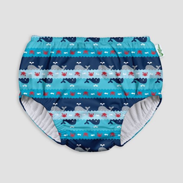 i play by green sprouts Baby Boys' Pull-up Swimsuit Diaper - Whale Stripe Navy/Aqua | Target