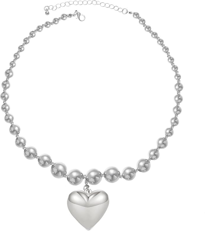 Amazon.com: OATHYAN Chunky Puffy Heart Choker Necklace for Women Y2k Heart Gold Pendant Necklace ... | Amazon (US)