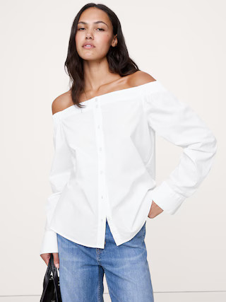 Cotton Poplin Off-the-Shoulder Top | Banana Republic (US)